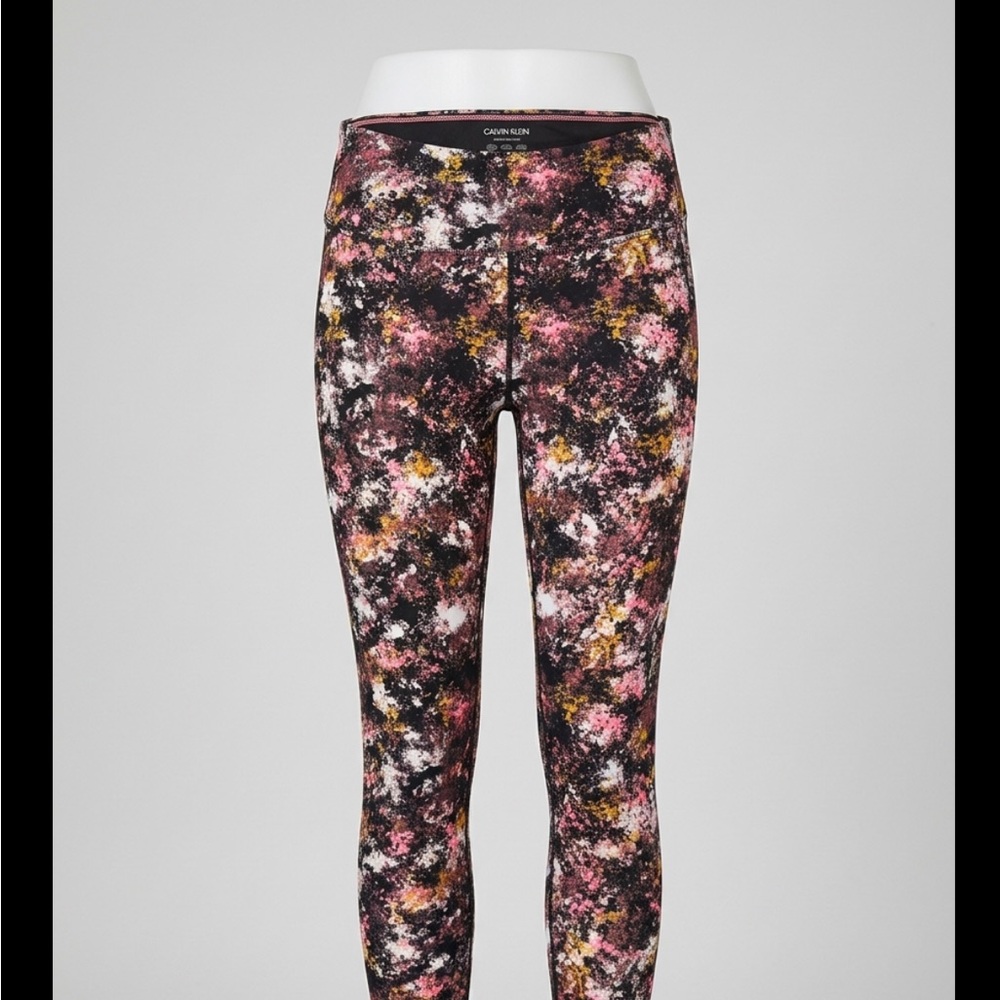 Calvin Klein Abstract Pink and Yellow Leggings